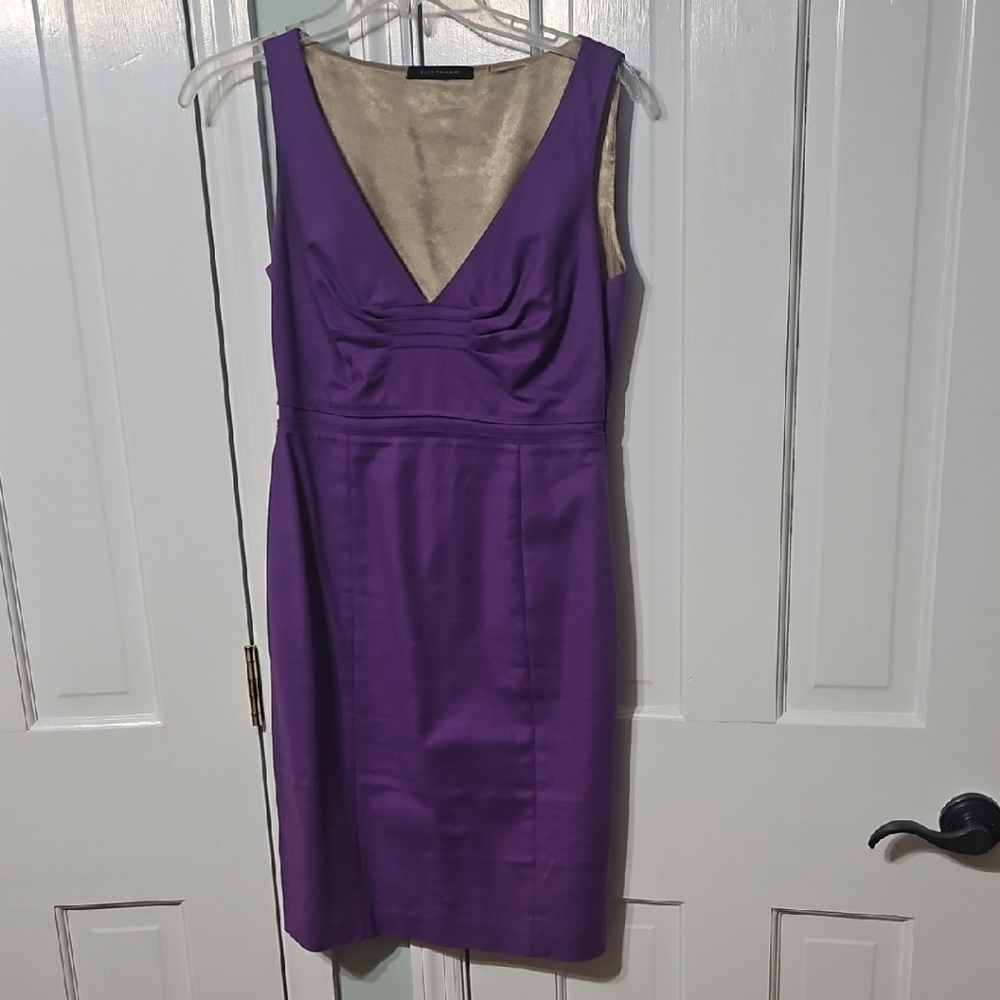 Elegant ELIE TAHARI Purple Sleeveless Dress